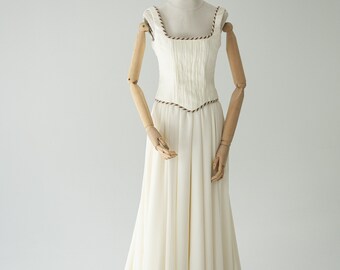 Chiffon Wedding Dress, Elegant A-line Bridal Gown, Oil Color, Minimalist Style, Classic Wedding Gown