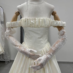 Vestido de novia vintage de tafetán color marfil con mangas cortas, vestido de novia largo, elegancia hecha a medida.