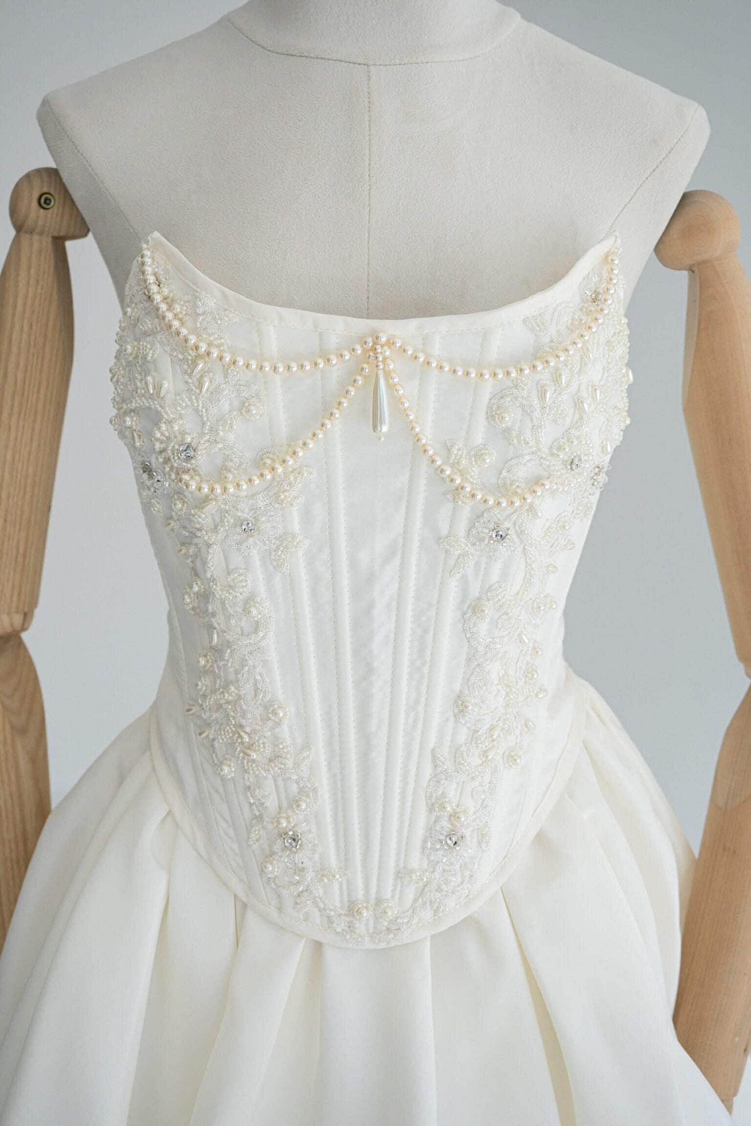 taffeta wedding dress with beaded lace inset Stella Couture 25502 Long A Line Lace Slit Bridal Gown