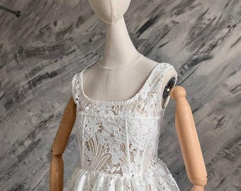 Boho Lace Short Wedding Dress: Ivory Beach Bridal Gown - Etsy