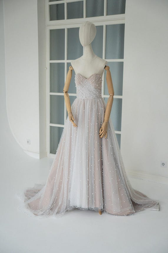 pearl chiffon dress Wedding With Detailing, A-line Plus Size Bridal Gown, Simple Minimalist Wedding Dress SIZE L - Blue 24.02SID Perfect for any wedding COLOR:Rusty Orange Wedding dress