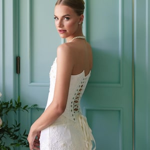 Exquisite Lace Bridal Gown, Corset Top Wedding Dress, Long Skirt Bride Dress, Romantic White Gown, Valentine's Day Gift