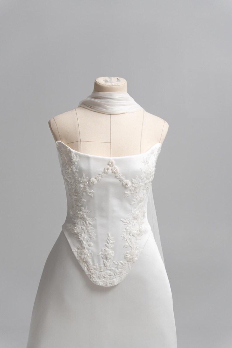 Beaded Corset Ensemble, Interchangeable Skirts, Premium Satin Corset, Refined Elegance, Metal Boning Support image 4