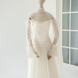 Silk Wedding Dress: Detachable Sleeves, Lace Corset (Ivory) image 10