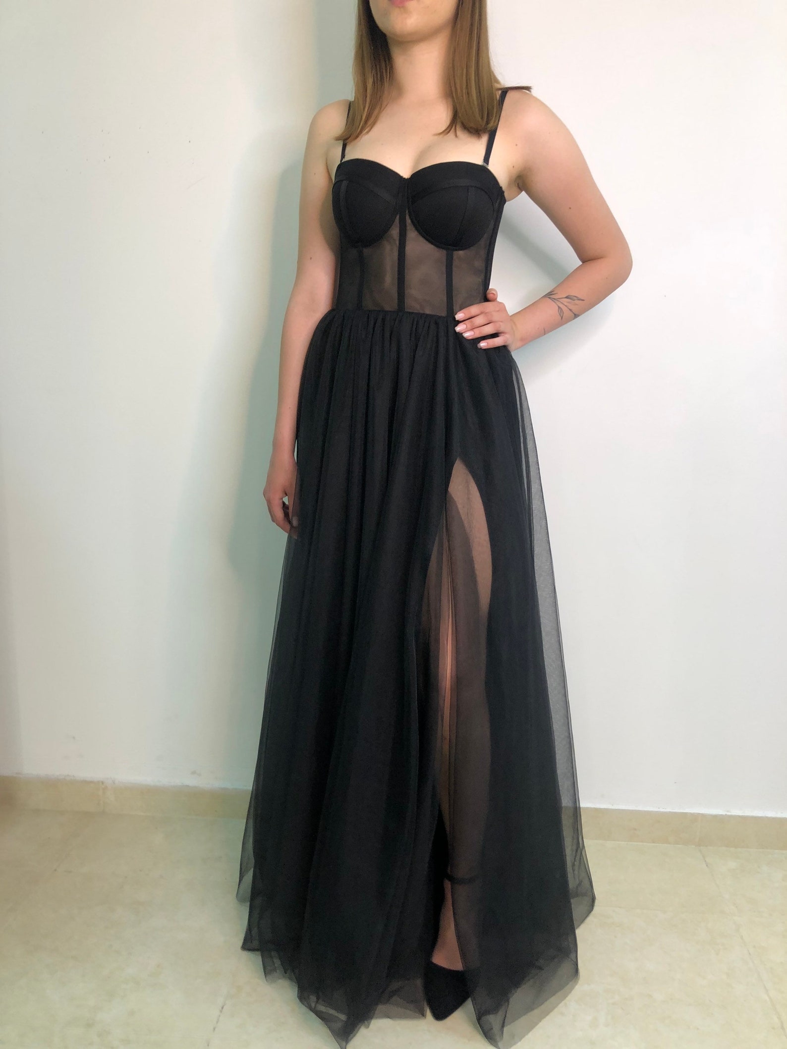 Black Corset Wedding Dress Black Mesh Bridal Gown Wedding | Etsy