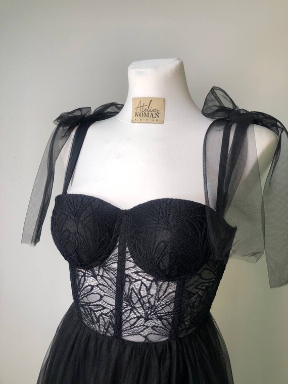 トップス knuth marf U neck tulle bustier/black Knuth Marf U-Neck Tulle Bustier