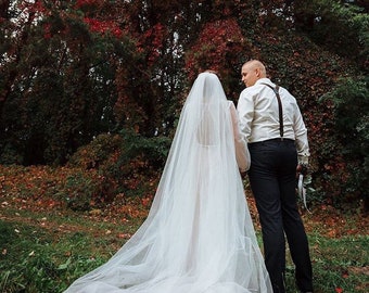 Single Veil, Simple Sheer And Soft  Diamond White Plain Classic Long Veil,  Light Ivory Cathedral Veil, Wedding Veil, Bridal Veil, Blush Vei