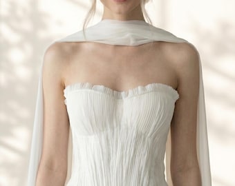 Abito da sposa in chiffon avorio con corsetto personalizzato, elegante abito lungo fino al pavimento, abito da sposa senza maniche, abito da sposa romantico, matrimonio Natale