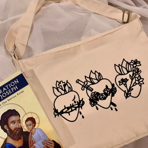 Tote Bag, Catholic Tote Bag, Holy Family Hearts, Catholic Gifts for Women