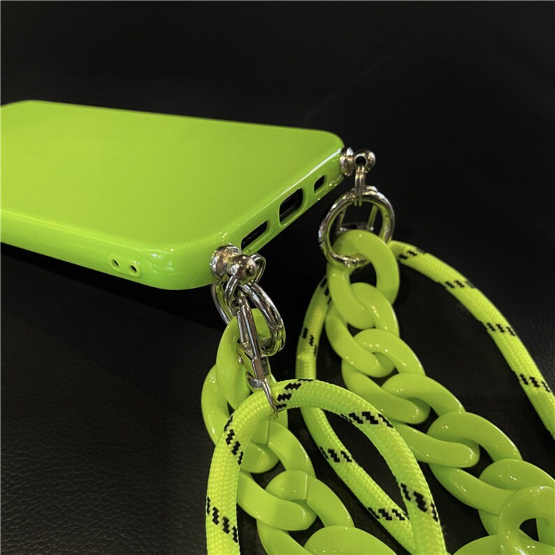 11 Pro Iphone 12 Fluorescent green chain lanyard crossbody iPhone Case Iphone 11 Iphone 78 plus Iphone XR Iphone XS Max Iphone XXS