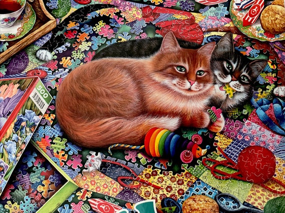 Buffalo Games Puzzle „Summer Cat“ – 750 Teile, Fertig 61 X 45,7 Cm, Mit Bonus-Poster & Recyceltem Karton