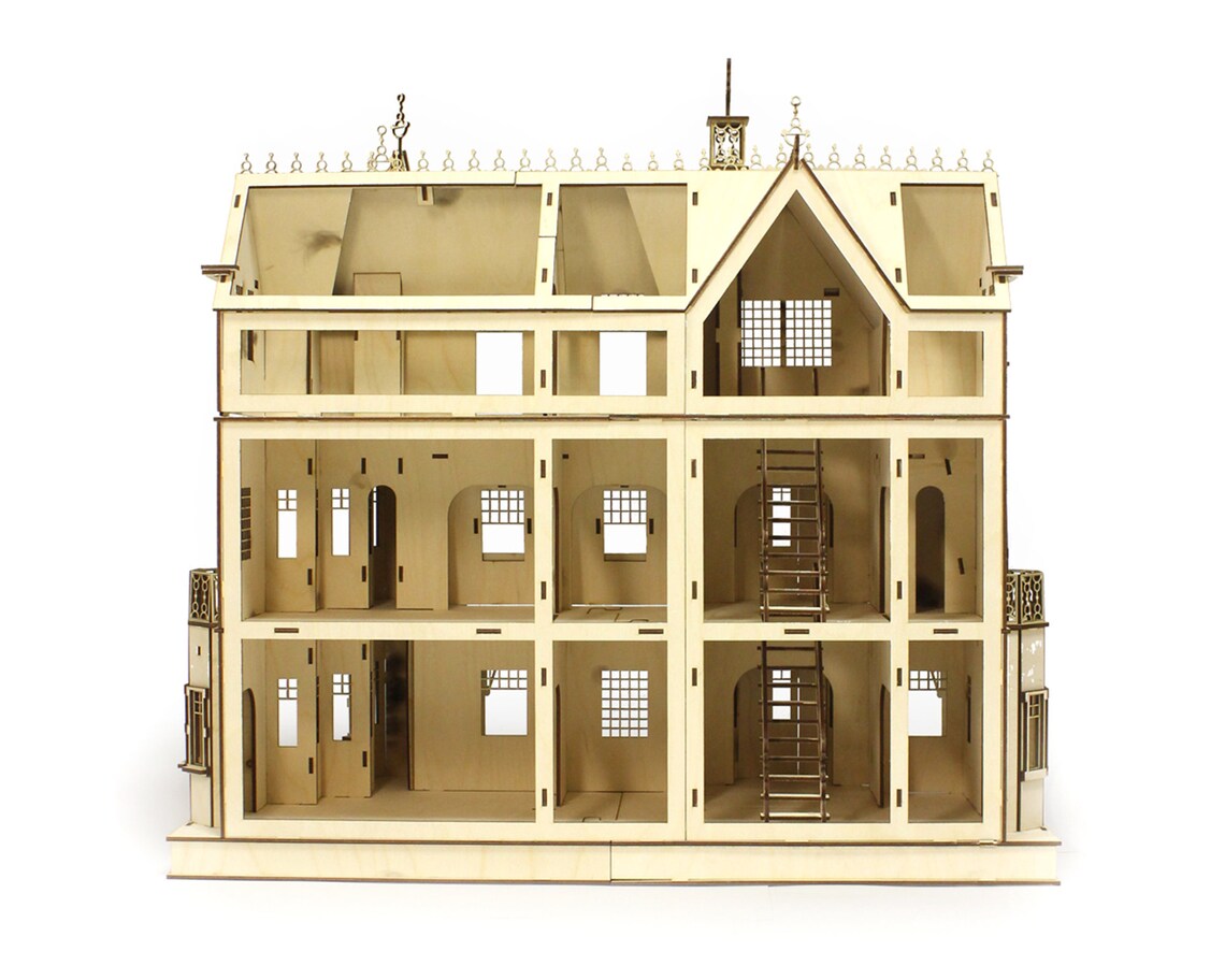 Dollhouse puppet castle wooden plan wood miniature Etsy