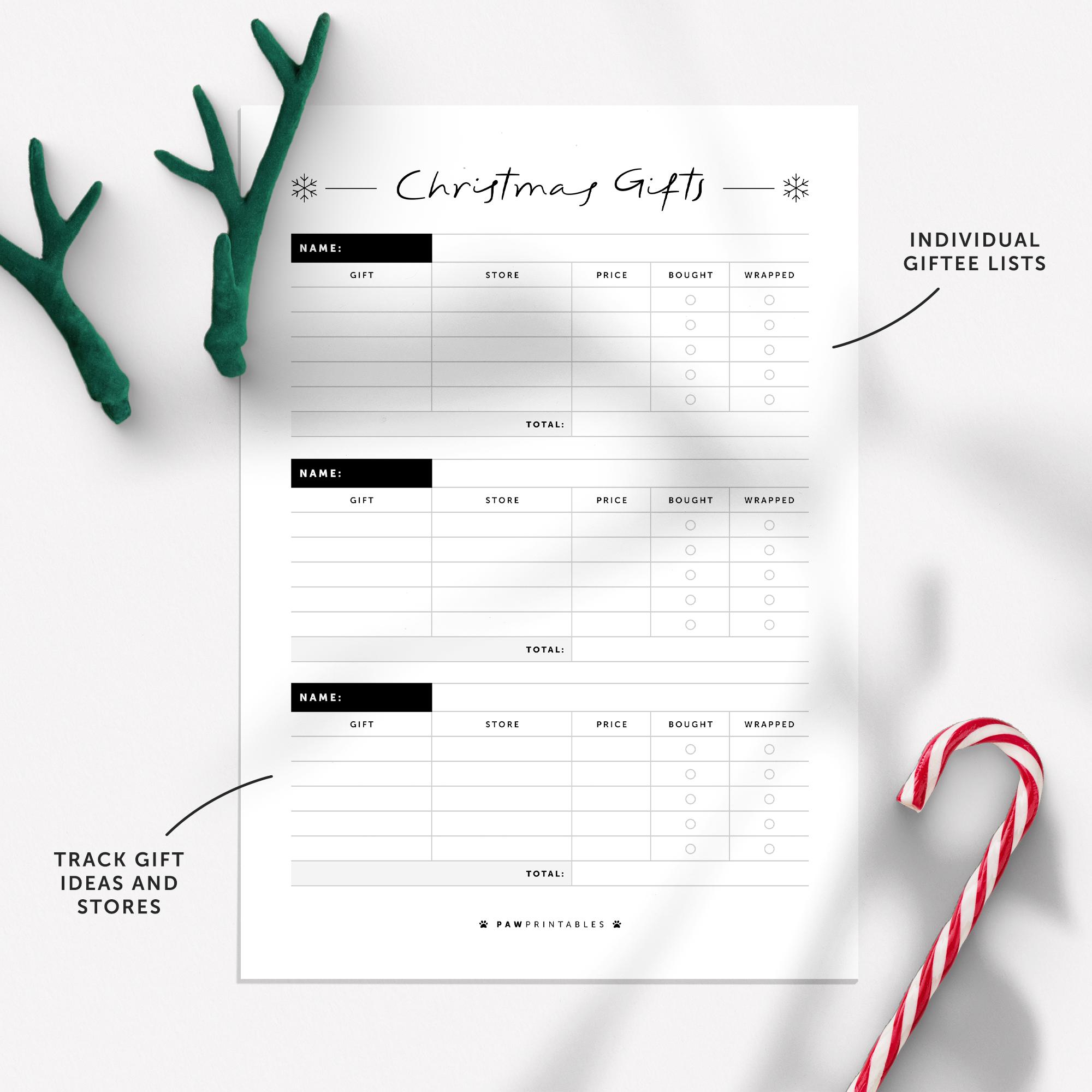 Christmas Gift List & Tracker | Printable Holiday Planner PDF | Print ...