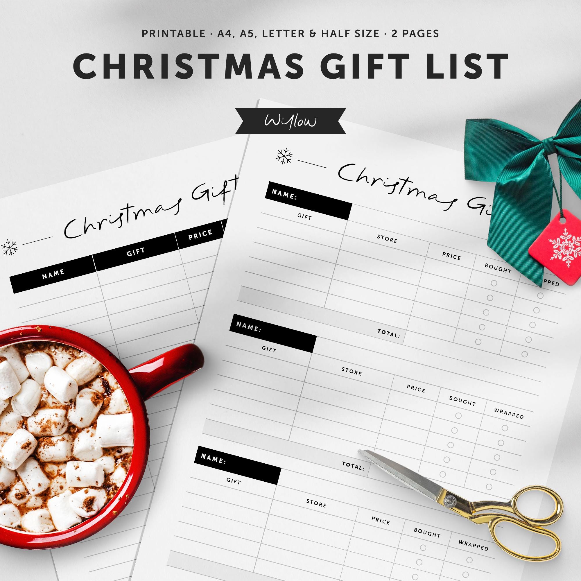 Christmas Gift List & Tracker | Printable Holiday Planner PDF | Print ...