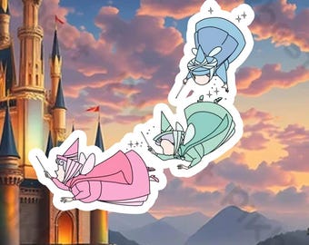 Sleeping Fairies Sticker, Magical Fairy Trio Vinyl Decal, Cute Castle Fantasy Sticker, Princess Inspired Car Magnet, Fairy Tale Gift
