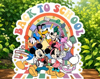 Mickey Mouse Back To School Sticker, Disney School Vinyl Decal, Minnie Donald Daisy Goofy Pluto Classroom Laptop Water Bottle Sticker
