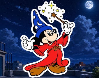 Sorcerer Mickey Sticker, Wizard Mickey Vinyl Decal, Fantasia Inspired Waterproof Laptop Water Bottle Sticker