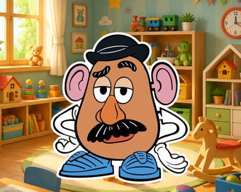 Mr. Potato Head Sticker, Cartoon Character Vinyl Decal, Funny Laptop Sticker, Cute Nursery Decor, Water Bottle Sticker