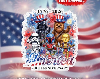 America 250th Anniversary Star Wars Sticker, Patriotic Galaxy Vinyl Decal, USA 1776-2026 4th Of July Sticker Gift