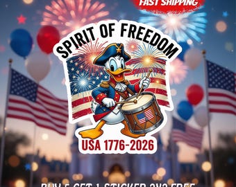 4th of July Patriotic Sticker, Spirit of Freedom Donald Duck Decal, America Independence Day Vinyl Sticker