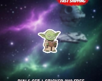 Pegatinas de Baby Yoda, divertidas calcomanías de dibujos animados, pegatinas impermeables para portátiles.