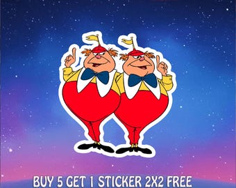 Tweedle Twins Sticker, Wonderland Brothers Vinyl Decal, Alice Inspired Fairytale Sticker, Cute Fantasy Car Magnet Gift