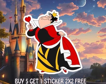 Queen of Hearts Sticker, Heart Queen Vinyl Decal, Fairytale Villain Car Magnet, Whimsical Fantasy Sticker, Cute Storybook Gift