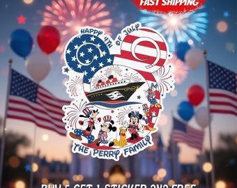 4th of July Disney Cruise Sticker, Patriotic Family Vacation Decal, USA Fireworks Cruise Trip Sticker Gift
