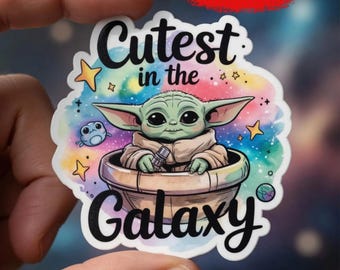Baby Yoda Sticker | Grogu Laptop Sticker | The Child Sticker | Disney Sticker | Star Wars Clear Waterproof Vinyl Laptop Water Bottle Sticker