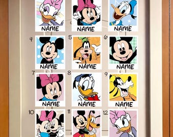 Disney Friends Photo Booth Magnet, Personalized Disney Character Magnet, Custom Name Fridge Magnet Gift, Cute Cartoon Magnet Set