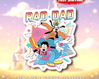 Father’s Day Disney Dad Sticker, Goofy Rad Dad Vinyl Decal, Cute Dad Gift Sticker