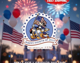 4th of July Disney Inspired Sticker, Happy Fourth of July Decal, Patriotic America Vinyl Sticker, Spirit of 1776 Gift