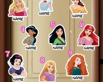 Personalized Princess Magnets, Disney Inspired Locker Magnets, Custom Name Fridge Magnet, Kids Princess Gift Idea