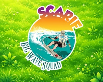 Star Wars Surf Sticker, Big Wave Squad Vinyl Decal, Mandalorian Inspired Beach Waterproof Laptop Water Bottle Sticker