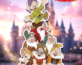Snow White Seven Dwarf Sticker, 7 Dwarfs Sticker, Dopey, Grumpy, Disney Stickers, DisneyWorld Mine Train