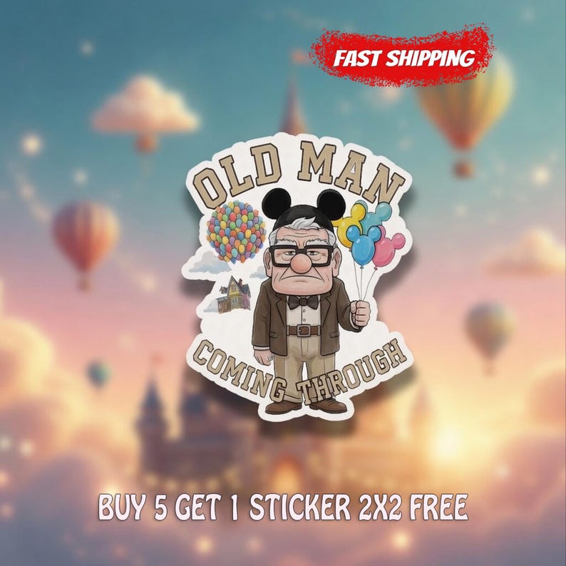 Disney Pixar Carl Fredricksen up Sticker, Old Man Coming Through Decal ...