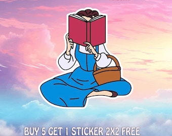 Reading Princess Sticker, Cute Book Girl Vinyl Decal, Fairytale Reader Car Magnet, Magical Storybook Sticker, Book Lover Gift