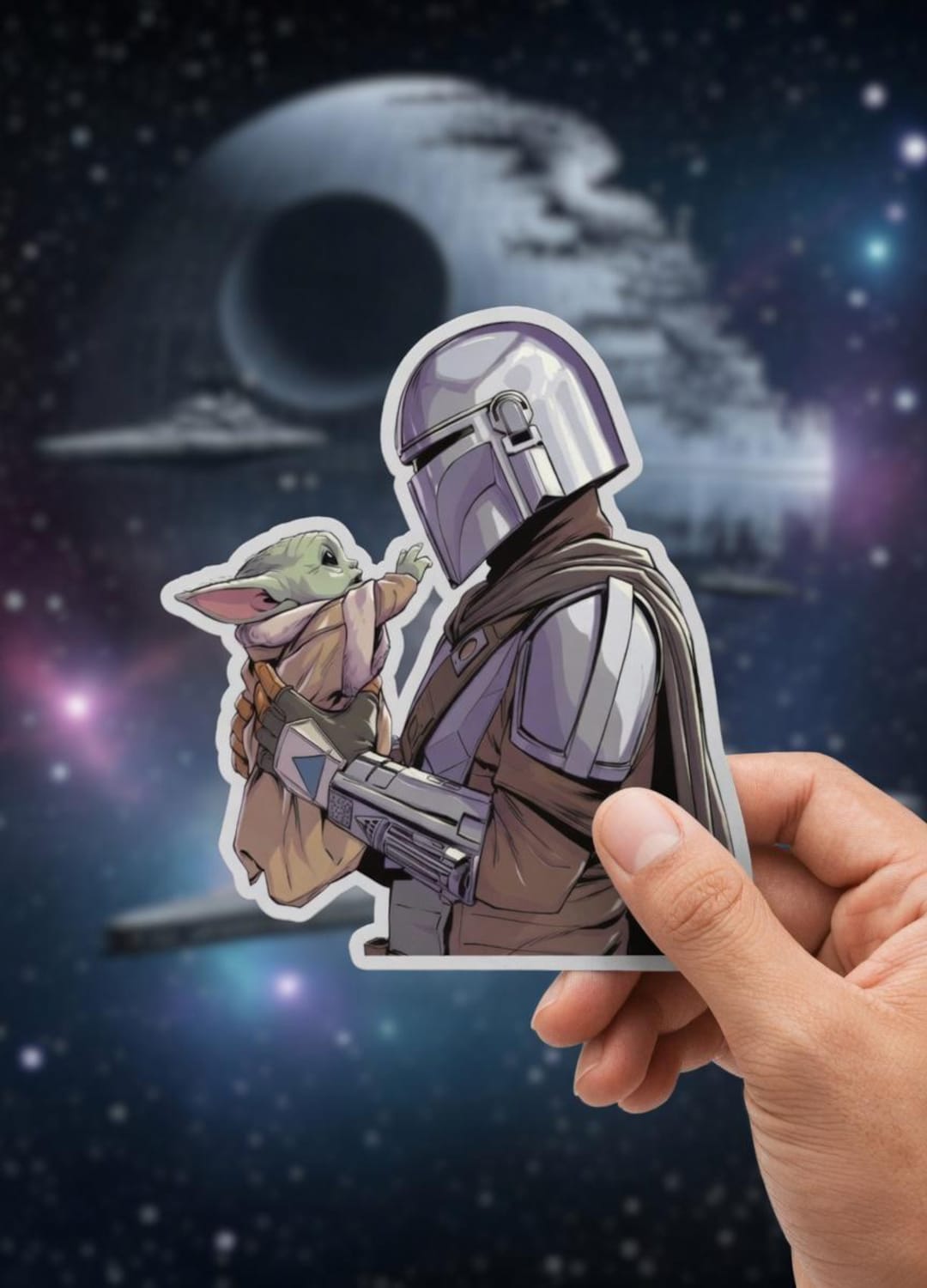 Mandalorian Grogu Sticker, Baby Yoda Vinyl Decal, Star Wars
