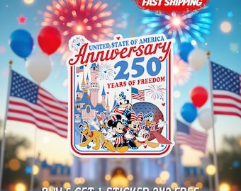 4th of July Disney Sticker, America 250th Anniversary Decal, Patriotic Disney Family Trip Sticker, USA Freedom Gift