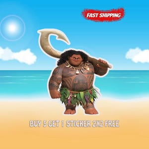 Moana Maui Disney Sticker Water Bottle Sticker Waterproof Disney Laptop Stickers planner stationery decal water bottle bild 1