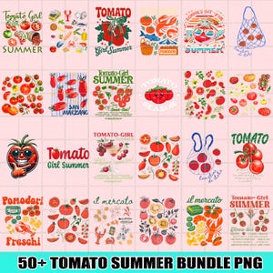 Funny Tomato Summer PNG Bundle, Farmers Market Sublimation, Tomato Girl Summer Shirt Design, Retro Garden Food Clipart, Farm Fresh Tomatoes
