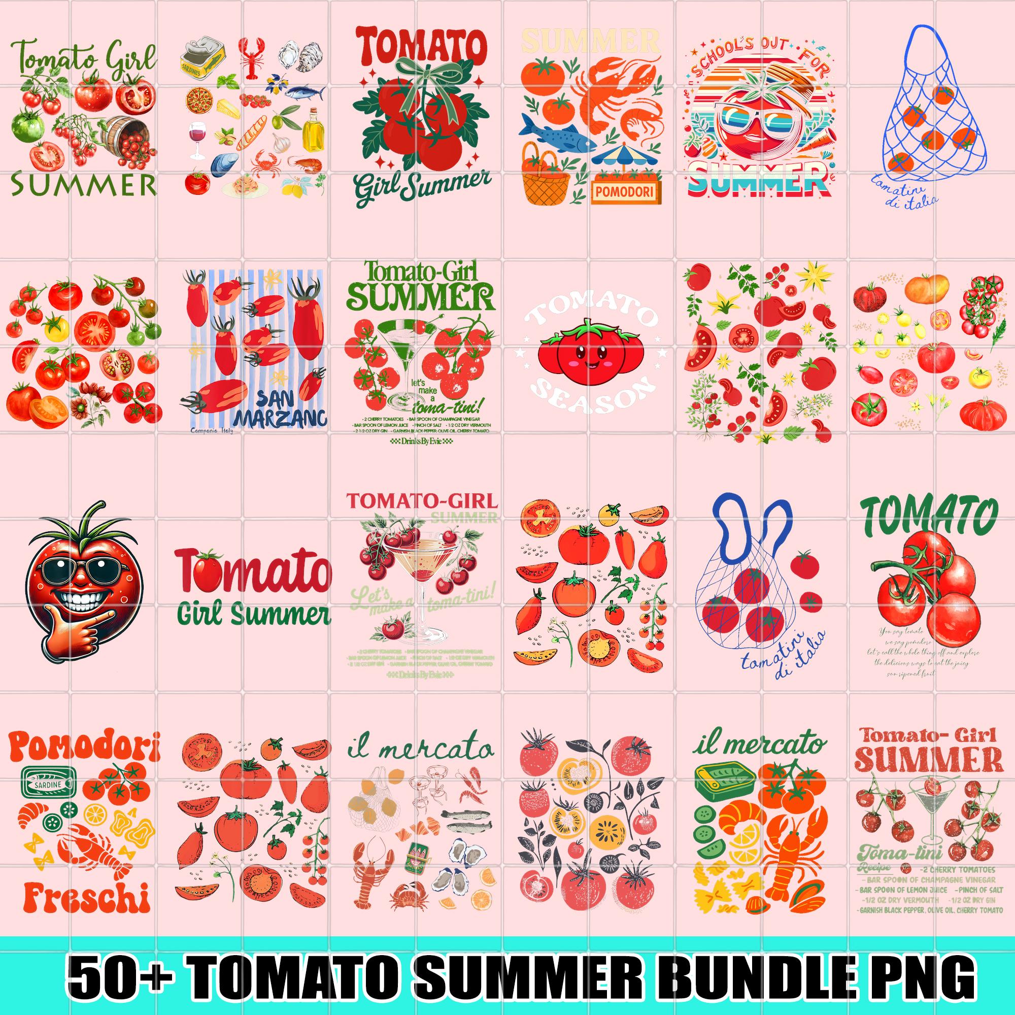 Funny Tomato Summer PNG Bundle, Farmers Market Sublimation, Tomato Girl Summer Shirt Design, Retro Garden Food Clipart, Farm Fresh Tomatoes