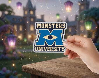 Monsters University Sticker, Pixar Inspired College Logo Vinyl Decal, Cute Waterproof Laptop Sticker