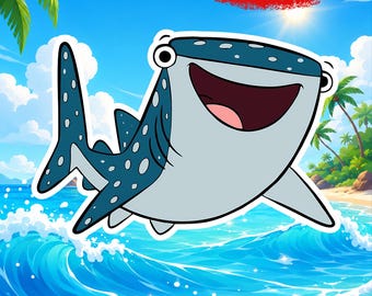 Destiny The Whale Shark Sticker, Finding Dory Vinyl Decal, Cute Blue Ocean Character Sticker, Kids Laptop Water Bottle Decal Gift
