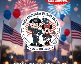 250th Anniversary Patriot Edition Sticker, USA 1776–2026 Patriotic Mouse Vinyl Decal, Fourth of July Sticker