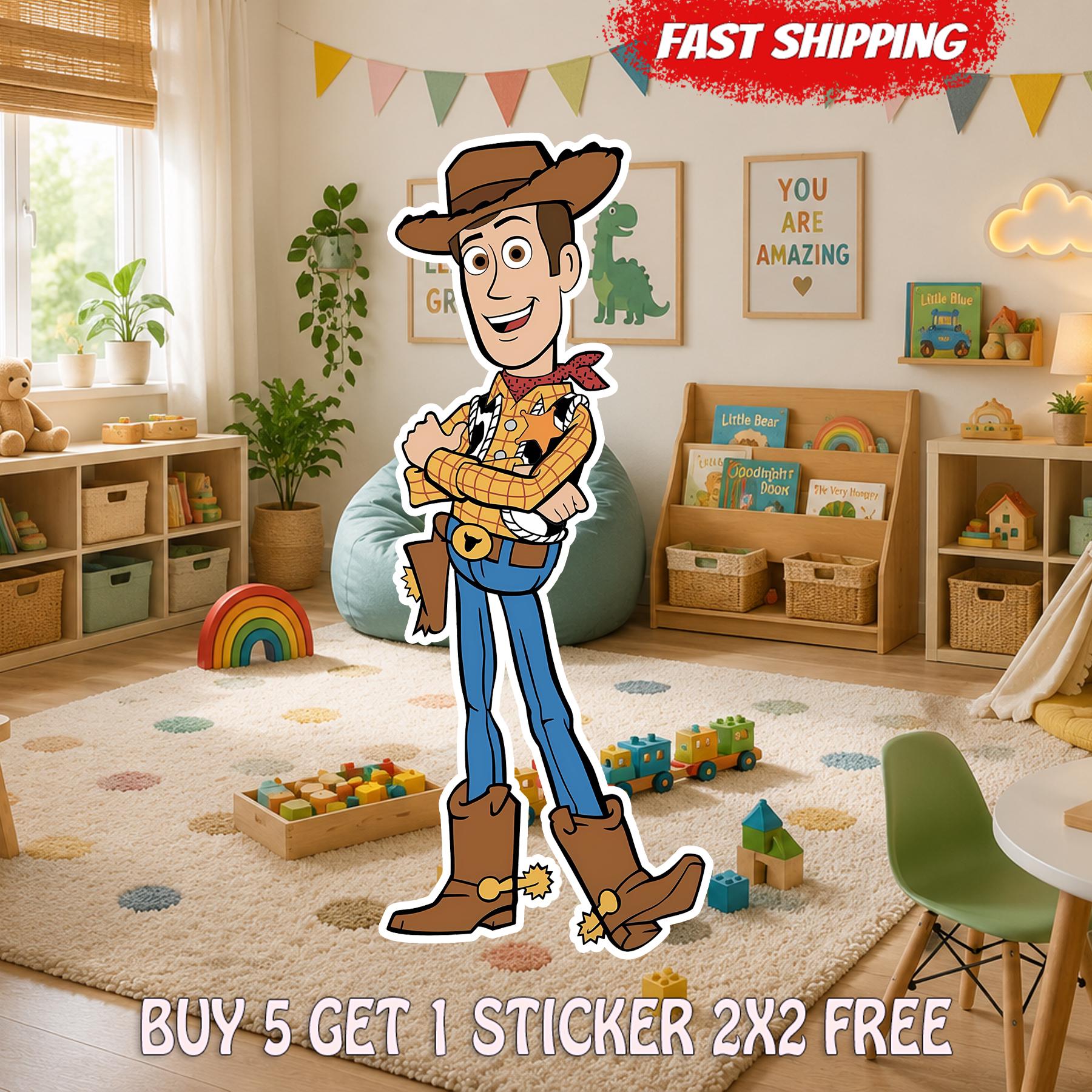 Woody Toy Story Sticker, Disney Pixar Cowboy Vinyl Decal, Cute Toy Character Laptop Water Bottle Sticker