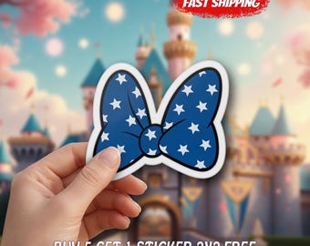 4th of July Minnie Mouse Bow Sticker, USA Vinyl Decal, Patriotic Disney Sticker, Independence Day Gift, Car Magnet