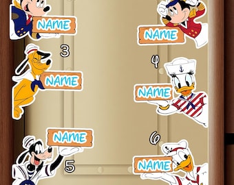 Imán de crucero con todos los personajes, imán de crucero de Mickey y sus amigos de Toy Story Princess, imán para puerta de crucero familiar.
