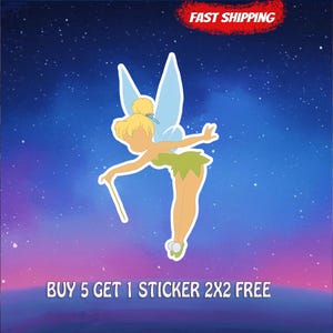 Tinker Bell Fairy Sticker, Flying Pixie Vinyl Decal, Cute Magical Fairy Car Magnet, Fantasy Storybook Gift