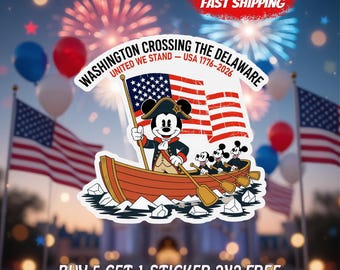 Washington Crossing the Delaware Sticker, Patriotic America Decal, USA 1776–2026 Fourth of July Vinyl Sticker
